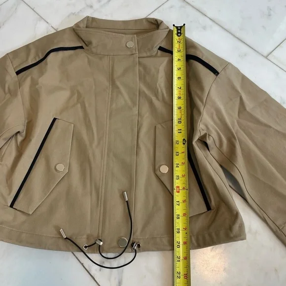 Lysse New York, khaki cropped zip up wide sleeve lightweight jacket womens Small - Picture 2 of 8